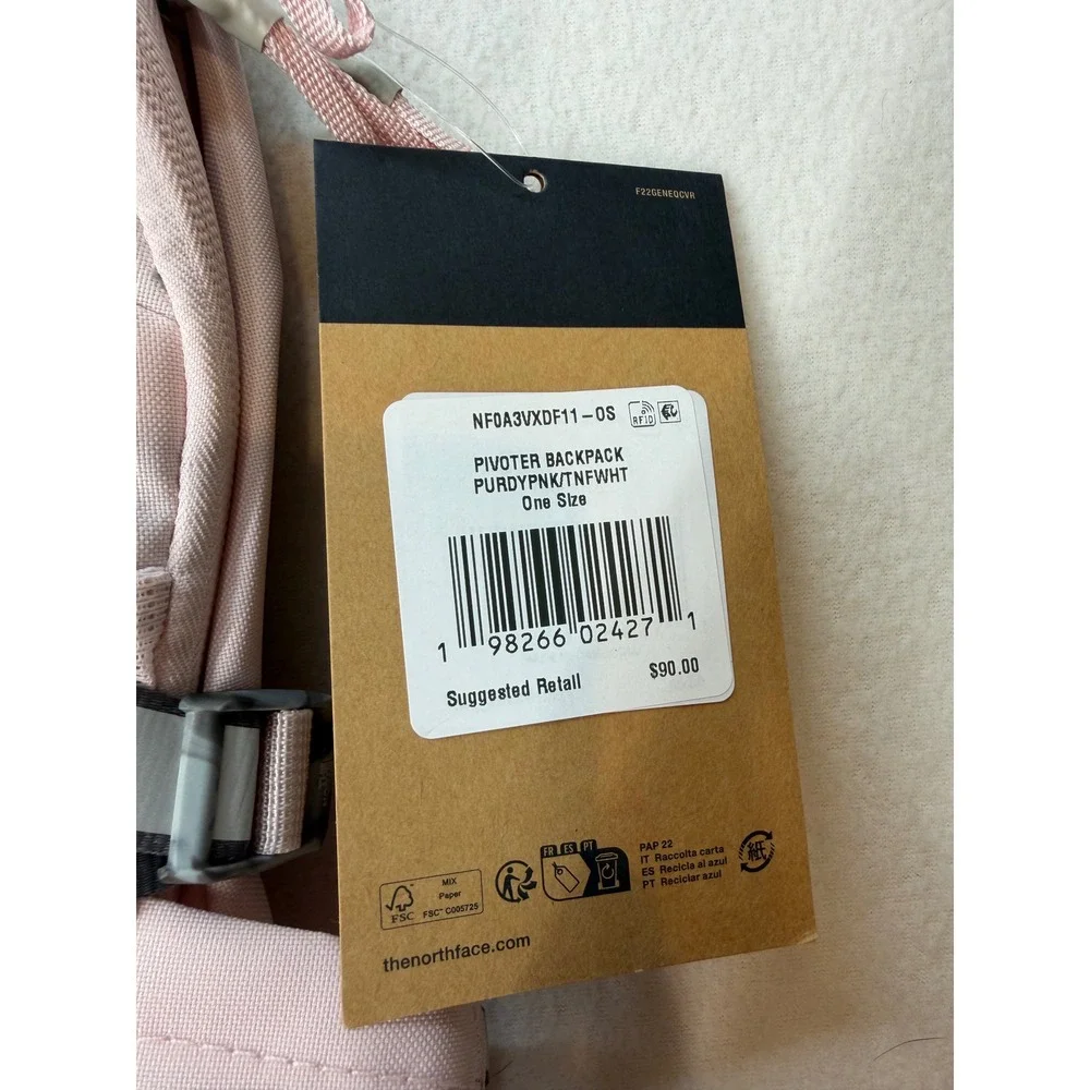 The North Face Pivoter Backpack Light Pink Laptop School Bag NWT